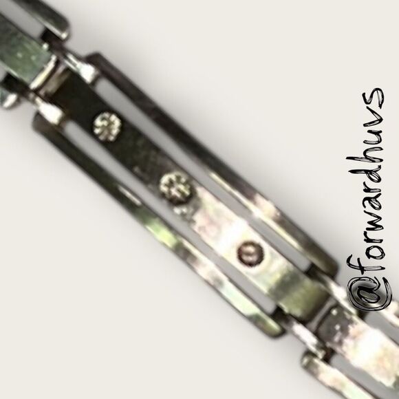 Stainless Steel Men’s 316L Bracelet Marked 10K WGD with 3 Authentic Diamonds - Picture 7 of 14